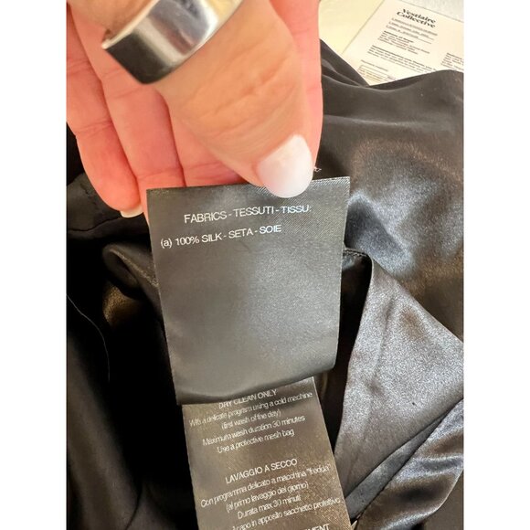 Alessandra Rich Black Silk Mini Dress 46 Embellished NWT - Size 8 - Picture 7 of 15